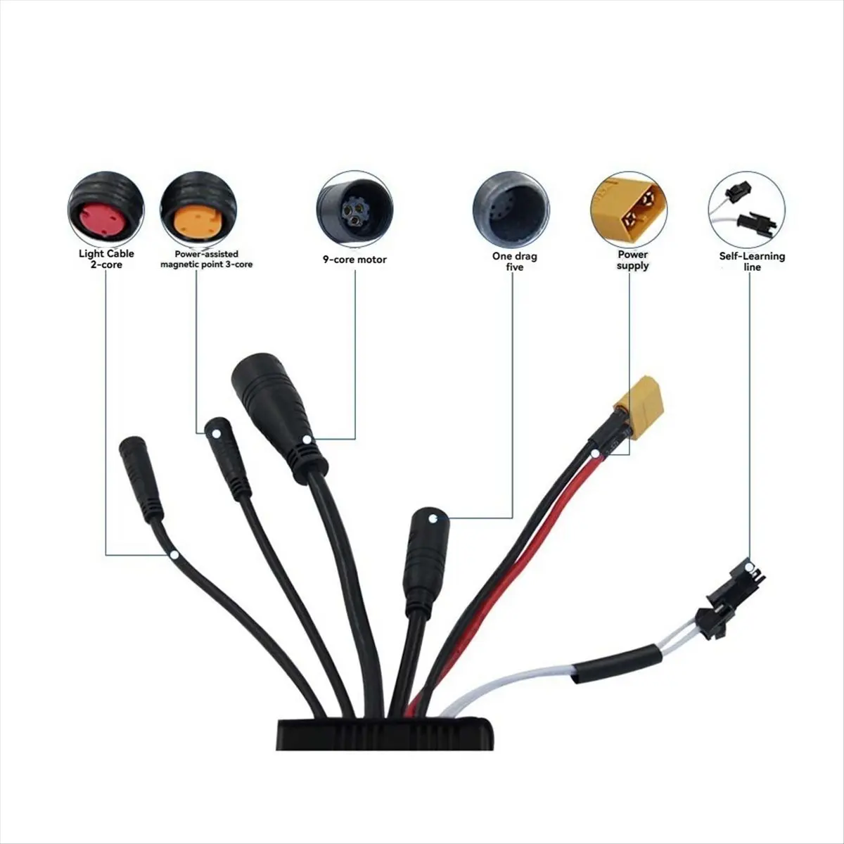 A64K Three Mode Ebike Controller 24V/36V/48V with S866 LCD Color Display Waterproof Connector 1000W Motor Conversion Parts,B