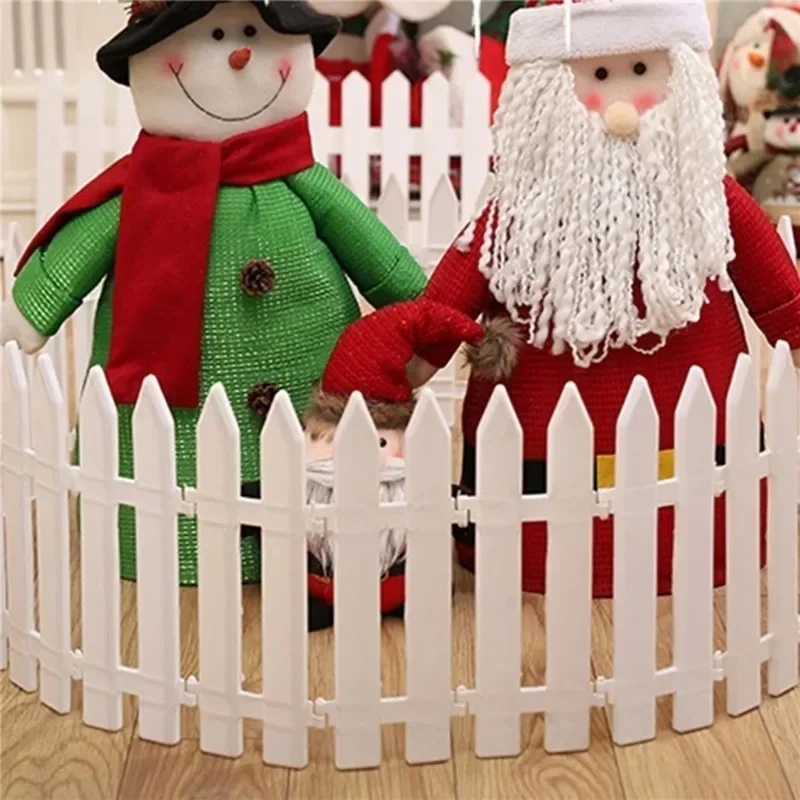 5/20PCS Christmas Fence Decor White Plastic Xmas Tree Hedge Ornaments DIY Indoor Garden Courtyard Decoration Lawn Border Fence