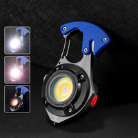Mini COB Portable Keychain Light Torch LED Flashlight 7 Modes Rechargeable Emergency Lamp with Screwdriver Window Breaker
