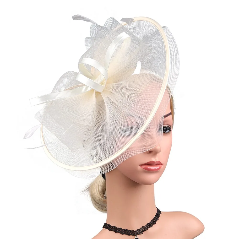 

Fashion Feather Fascinators Hats Mesh Decorative Headband Tea Party Hats Hair Clip