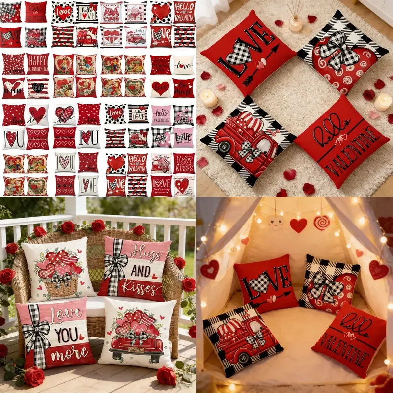 Amazon hot-selling Valentine's Day pillow cover love love letter printing cushion cover sofa decorative pillow pillow