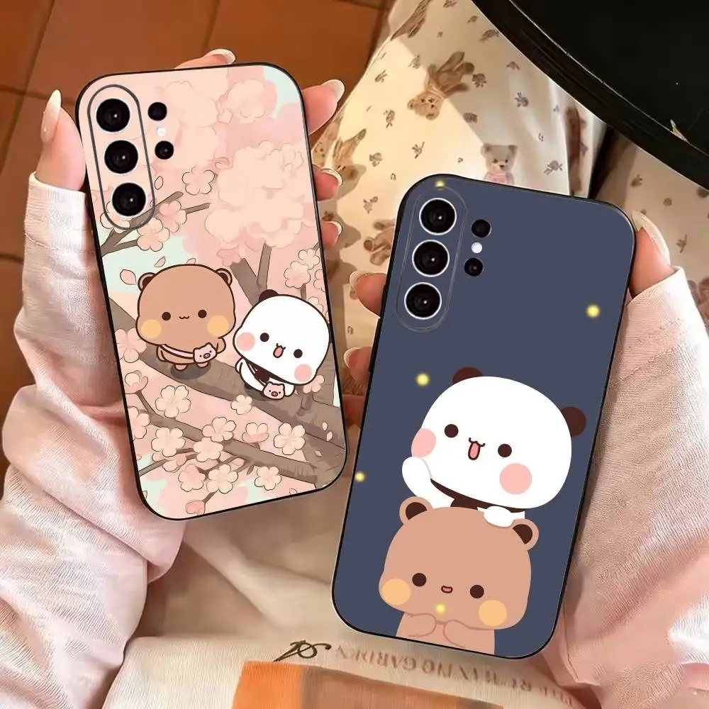 Cute B-Bubu and Dudu Phone Case Black Silicone Soft For Samsung S25,S24,S21,S22,S23,S30,Ultra,S20,Plus,Fe,Lite