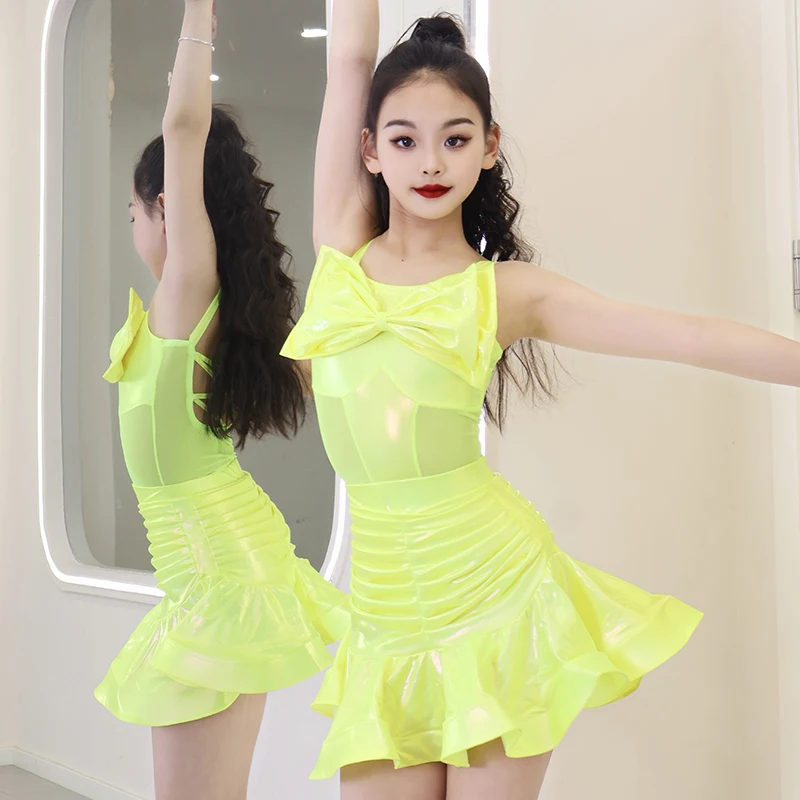 Child Ballroom Latin Dance DressTango Girls Rumba Samba Standard Latin Practice Dress Dance Competition Dresses Kid Dance Skirt
