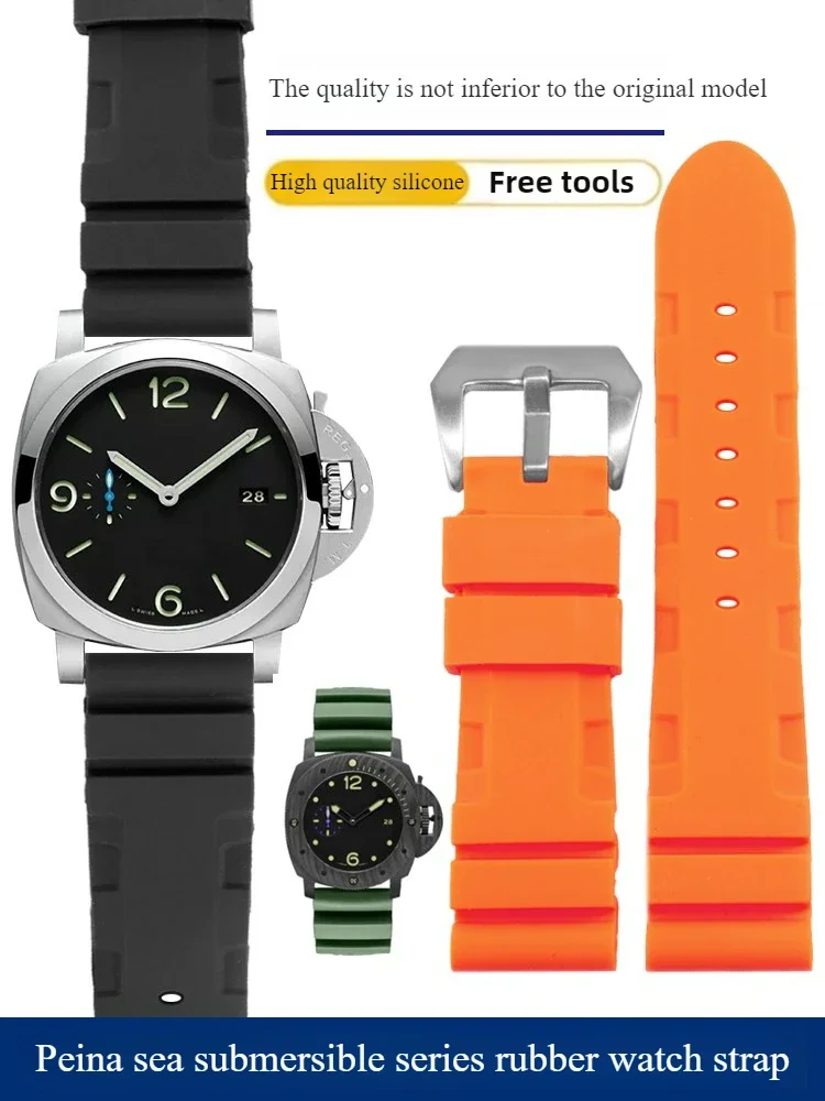 Suitable for P-a-n-e-r-a-i, Fatty Sea, Lumino, Stealth Series 111 441 616 Rubber Silicone Watch Strap 24mm