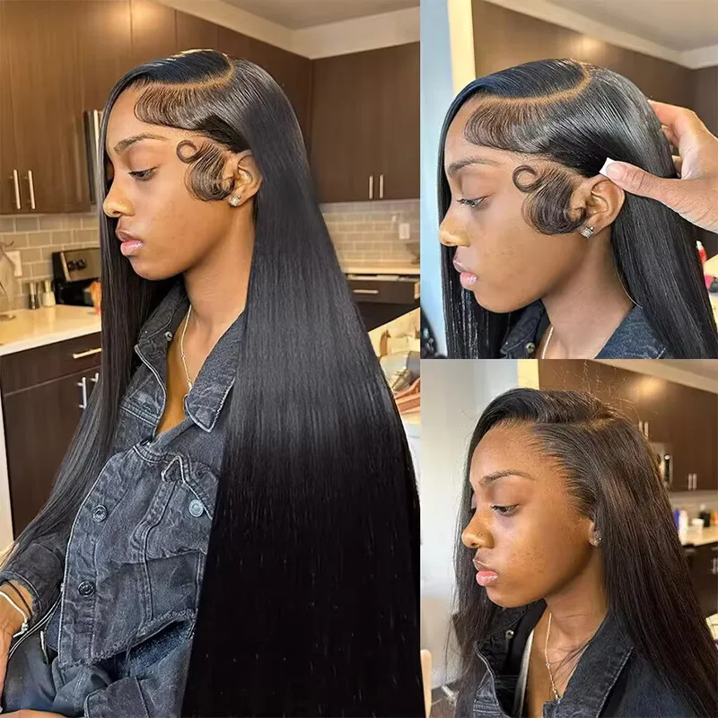 

200 250 Density Transparent HD Human Hair Wig 30 40 Inch Bone Straight 13x6 Lace Front 13x4 Brazilian Lace Frontal Wigs