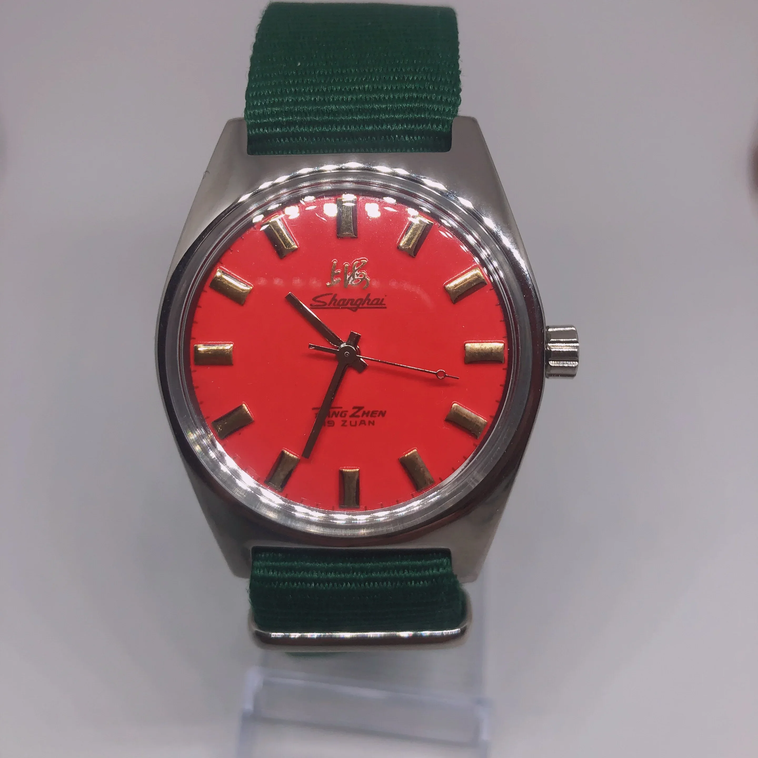 Reloj 7120 manual mecánico con movimiento de 19 diamantes, reloj de negocios con esfera de color conmemorativa, todo de acero, fabricado en Shanghái, de segunda mano.