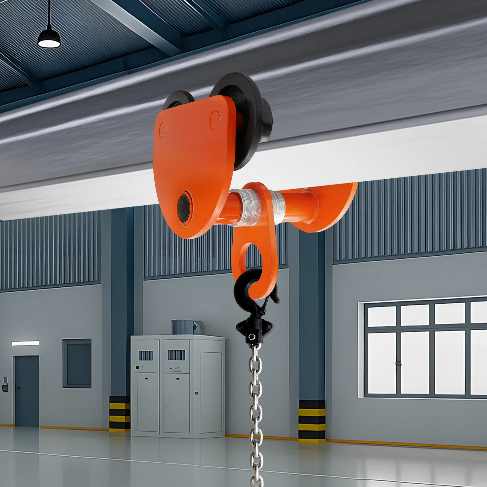 2 Ton Manual Beam Trolley Heavy Duty I Beam Trolley Adjustable Width 3.54-5.51in 4409lbs Load Capacity for Straight Curved Tracks Workshop Warehouse with 4 Wheels Orange Black