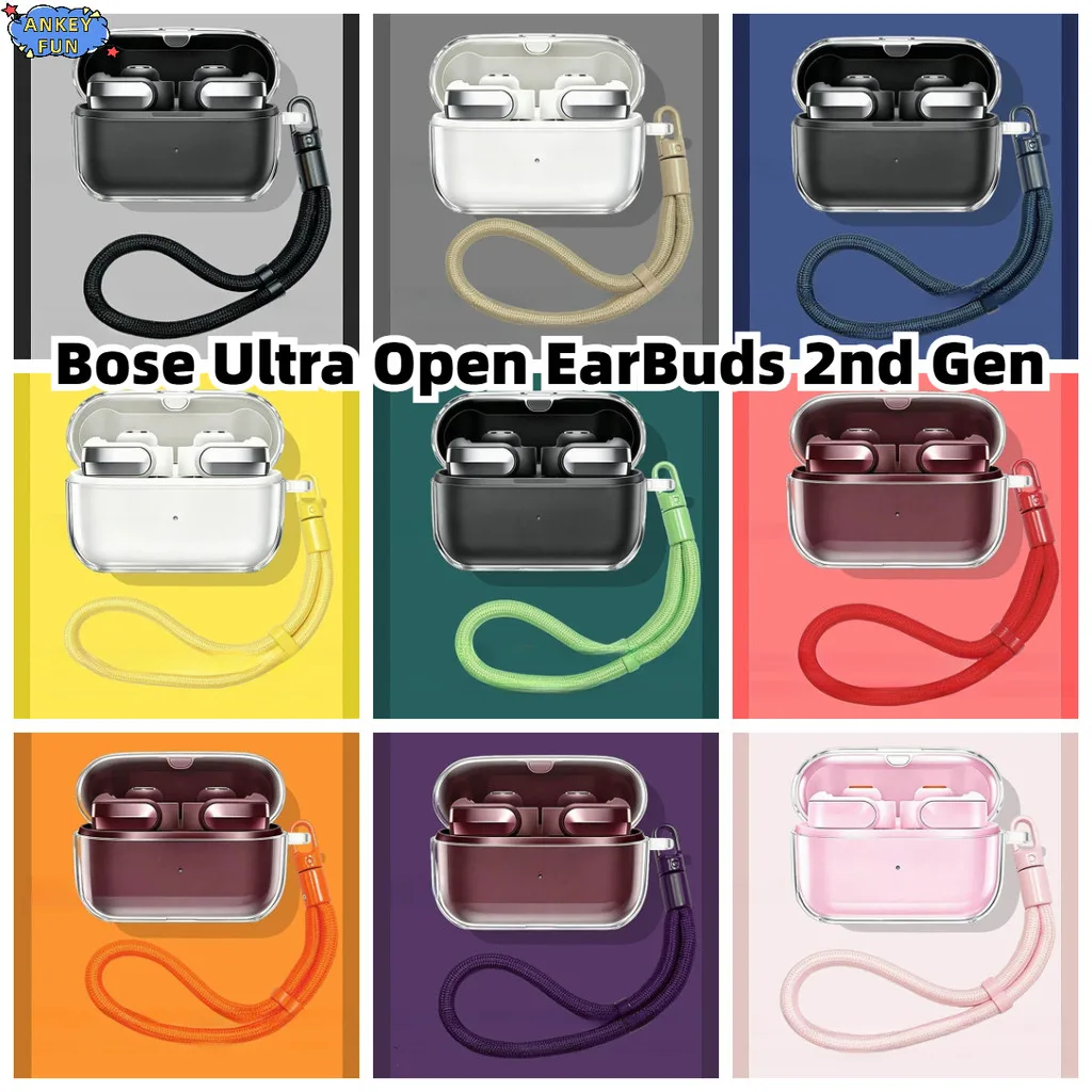 Compatible with Bose Ultra Open EarBuds 2nd Gen Case Clear case Wireless Bluetooth Earphone Shell Headphone Portable with rope