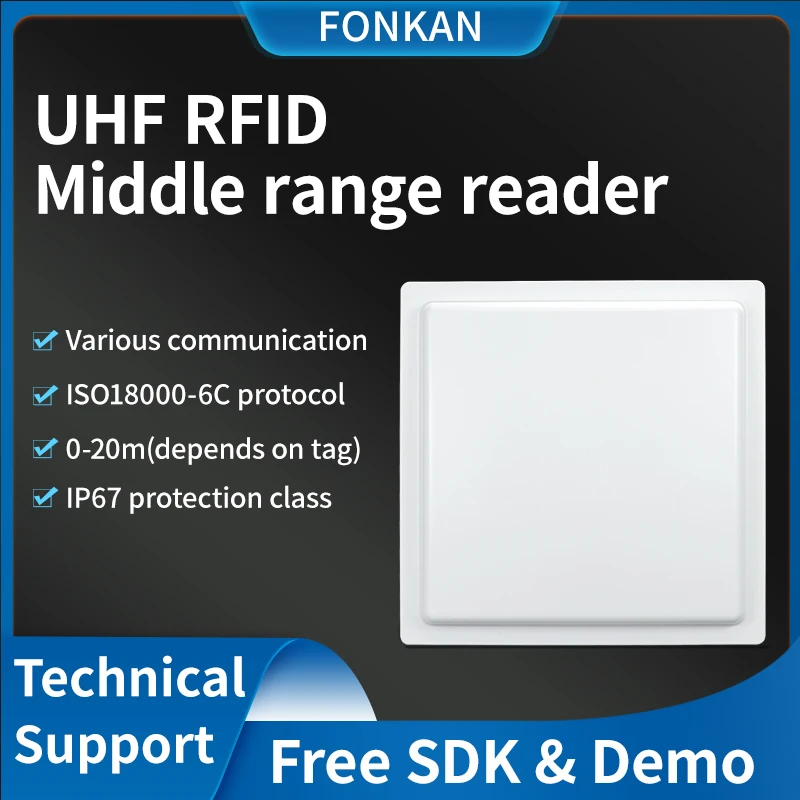 

FONKAN 12dBi E710 865-868Mhz/902-928mhz UHF Passive Reader 12dBi Integrated 15-20m Long Distance RFID Reader