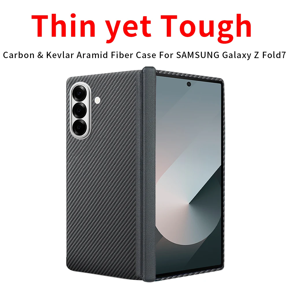 

For samsung galaxy z fold 7 case carbon 600d kevlar carbon magsafe fabric ultra thin hard cover magnetic balckSlimlight premium