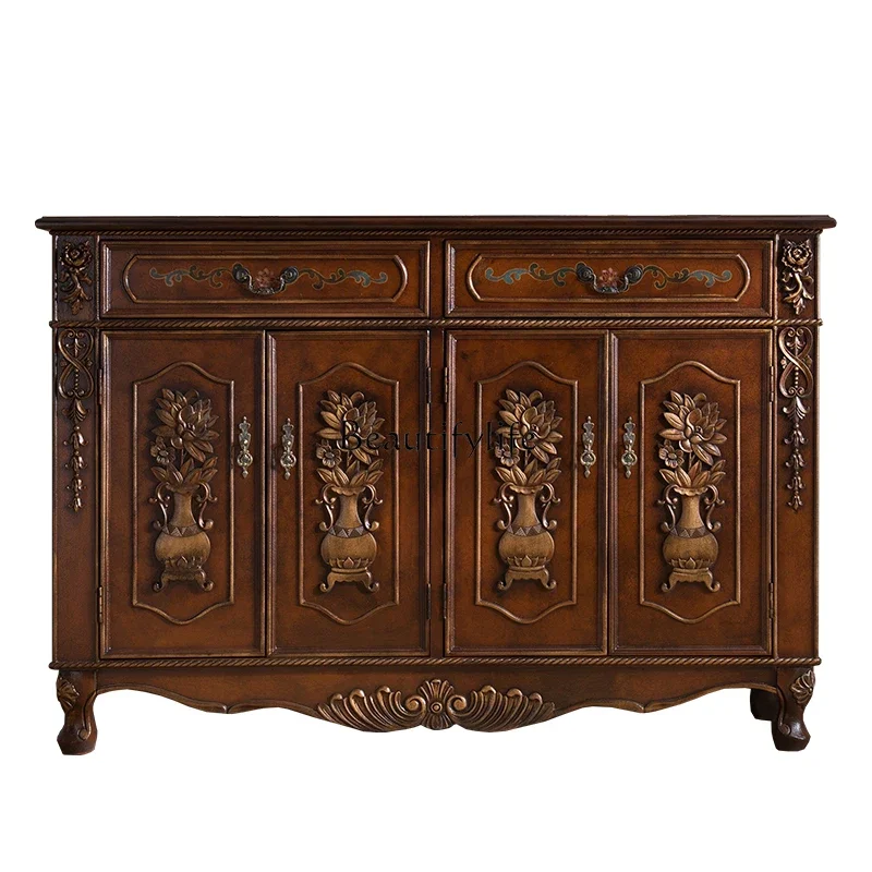 

FG17American classical painted villa solid wood furniture small apartment shoe cabinet decoration table
