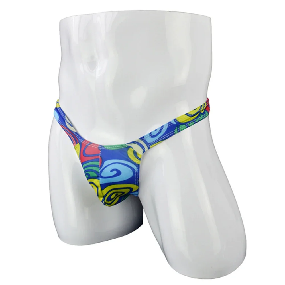 

Bikini T-Back Thongs Men Sexy Bulge Pouch Briefs Printed Underwear Low Rise Udnerpants Panties Gay Floral G-string