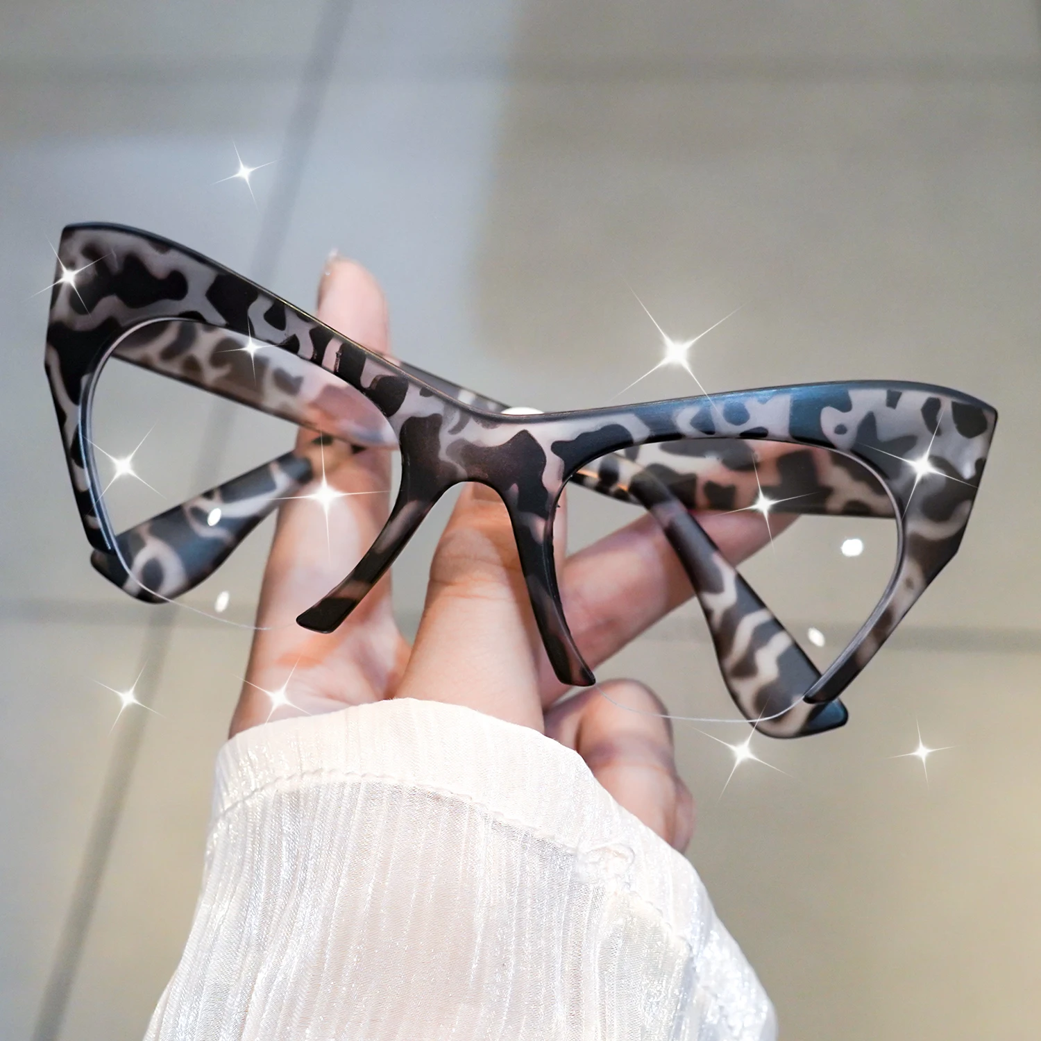 2 Stück stilvolle Cat-Eye-Lesebrille mit großem Rahmen, einfache Retro-Lesebrille, geeignet für Männer und Frauen – Detail 8