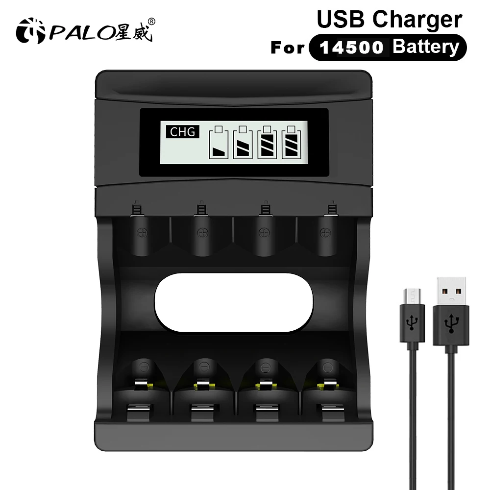 USB Independent Charging Charger for 14500 Battery 900mAh Protected 3.7V Li-ion Rechargeable Cell Button Top