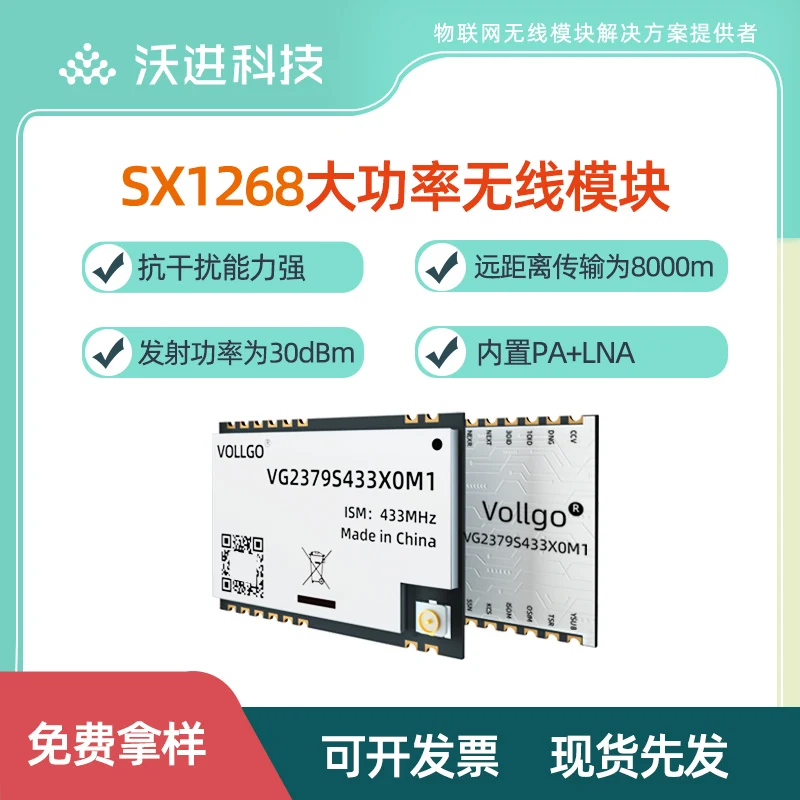 Wojin technology SX1268LoRa High power 30dBm Long distance 433\490MHz Wireless communication module