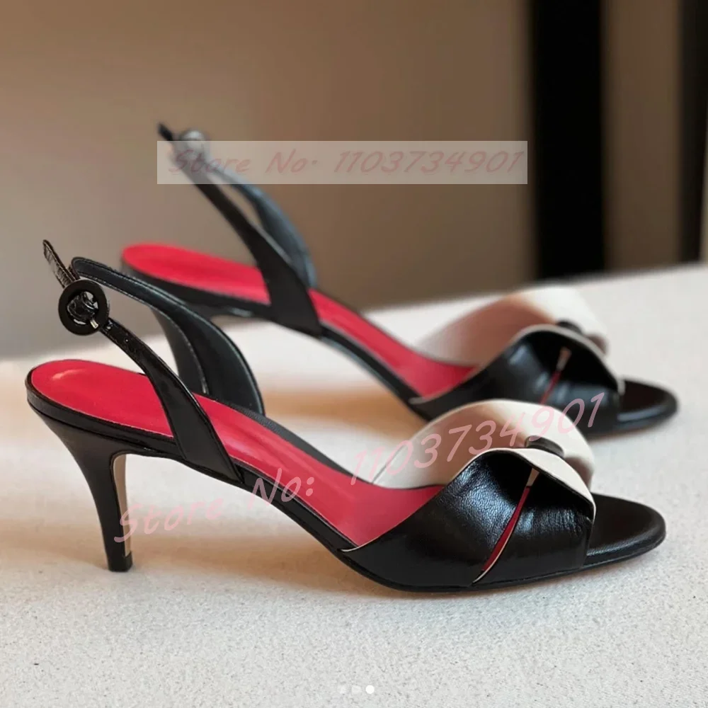 Sling Back Ruffles Sandals Women Casual Open Toe Multi Colors PU Leather Buckle High Heels Shoes Female Elegant Party Sandals