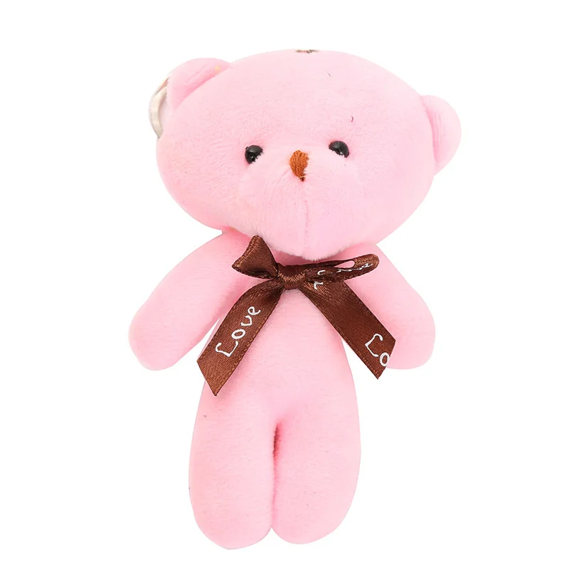 10 Stks/pak 12Cm Mini Vlinderdas Teddybeer Hanger Pluche Speelgoed Kleurrijke Teddy Pluche Sleutelhanger