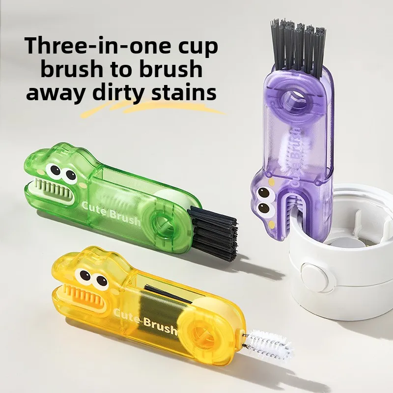 3-in-1 Cup Lid Brush Portable Baby Bottle Brush Cleaning Brush Set for Thermos and Water Bottle Cleaning