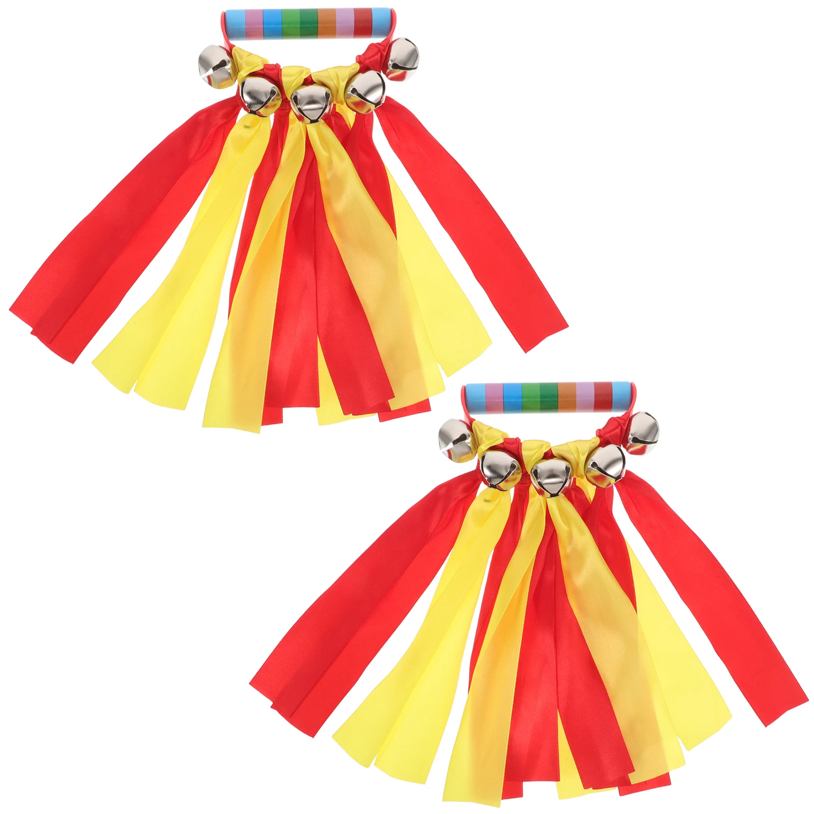 Handheld Hand Bells For Kids Gymnastics Dance Ribbons Fabric Reusable Sturdy Secure Strap Portable Musical Party Props