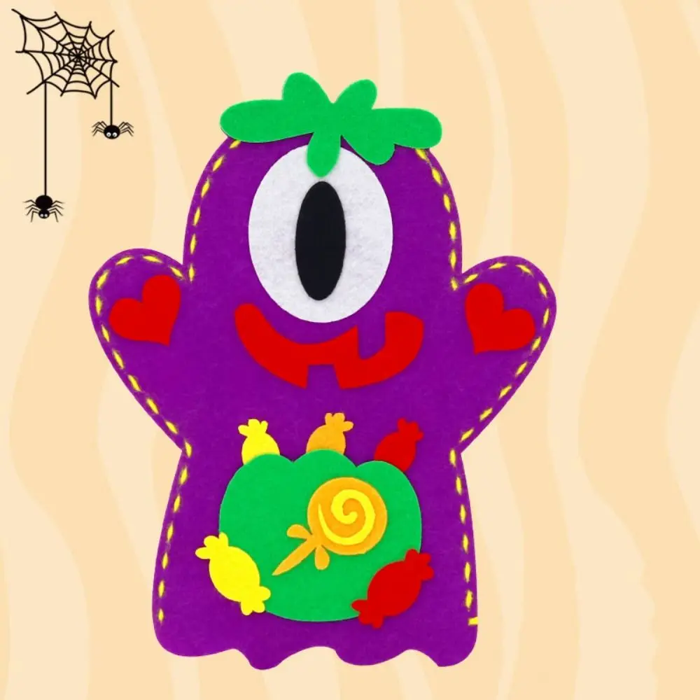 Puzzle Bat DIY Hand Puppet Kits Pumpkin Human Skeleton Hand Puppet Cartoon Fabric Halloween Puppet Halloween Decoration