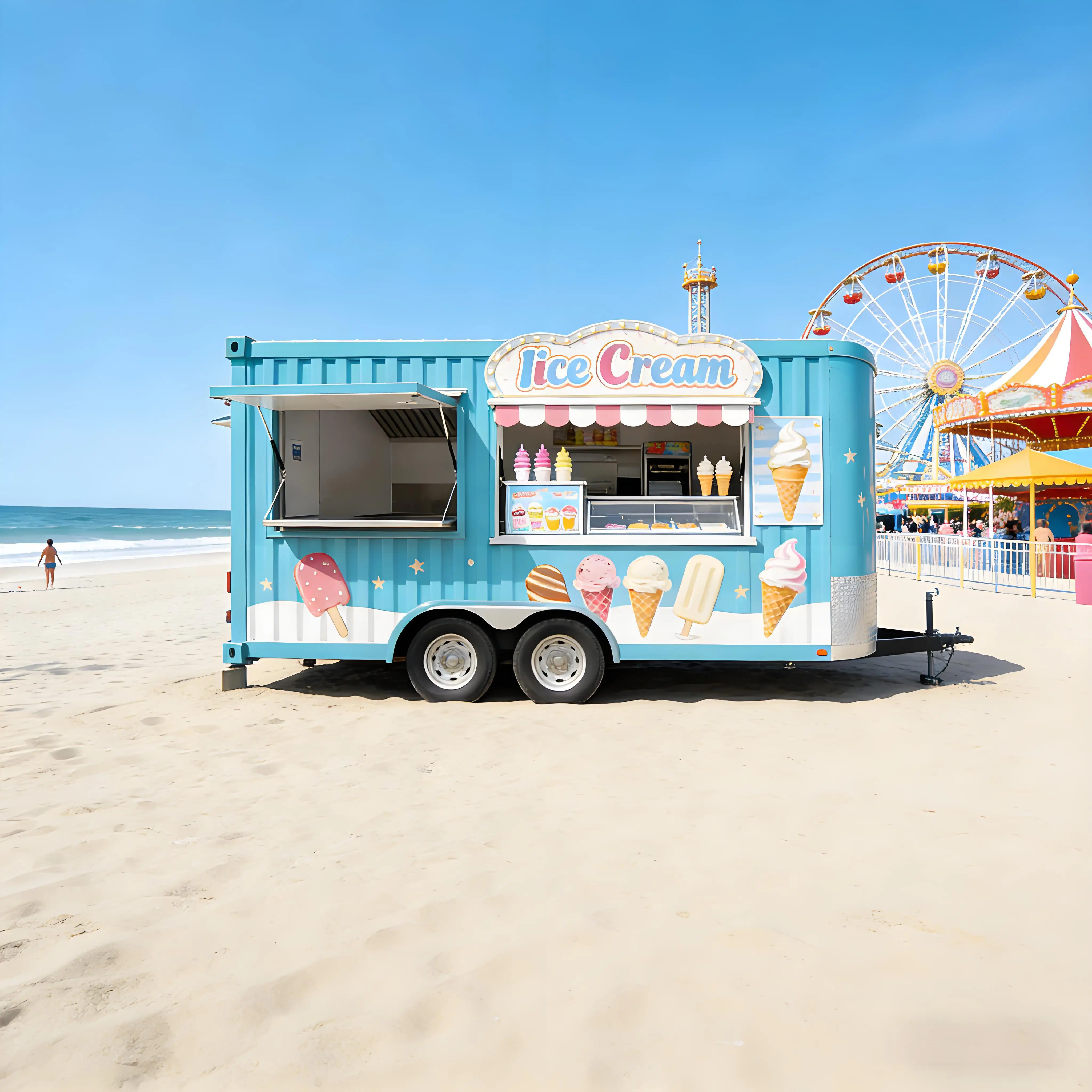 Food Trailers for Sale Mobile Kitchen Trailer with Serving Window, Storage Cabinets and Custom Interior for Catering
