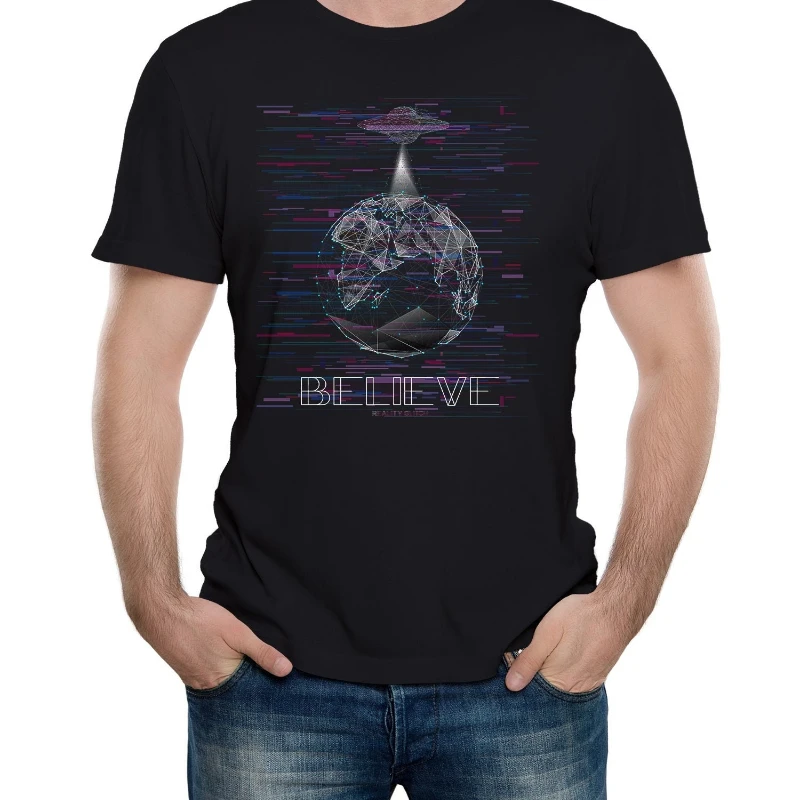 Mens Believe Digital Upload Ufo Abduction T Shirt Aliens Uap Simulation Theory