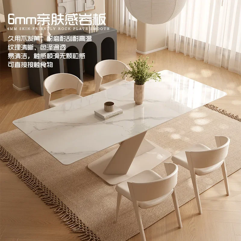 Pure White Marble Dining Table And Chairs Set  Modern Simple Rectangular Rock Plate Home Furniture  New Arrival  European Style