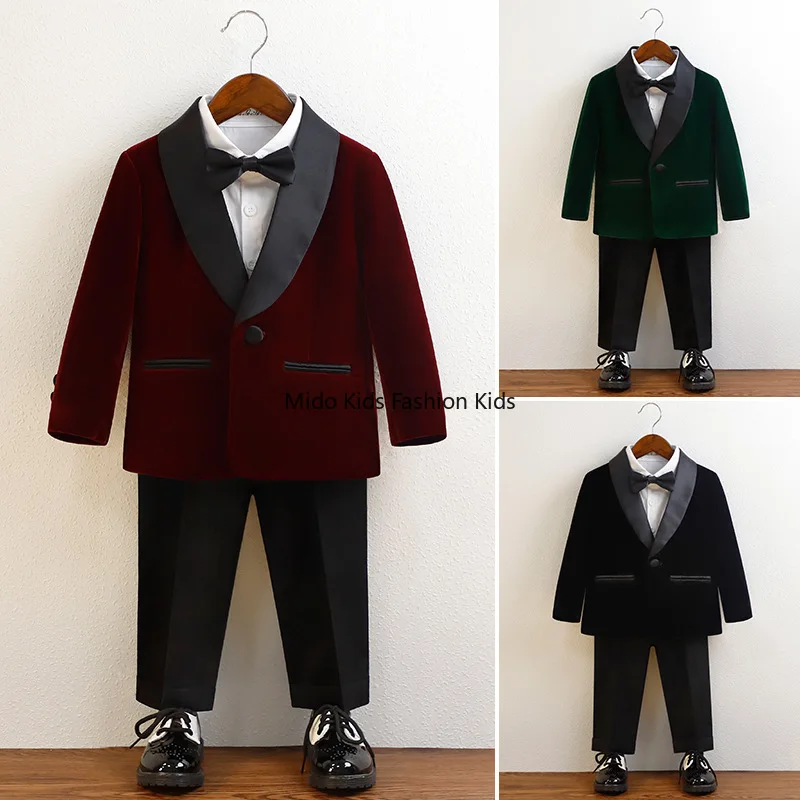

Boy's Suit Set Flower Boy Formal Attire Children's Performance Suit Young Pianist's Concert Attire Baby's First Birthday Outfit