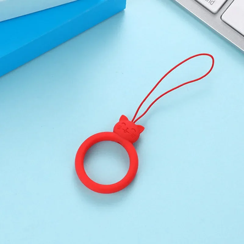 New cat silicone ring lanyard Creative U disk short cartoon mobile phone pendant Ring lanyard phone strap  lanyards  phone charm