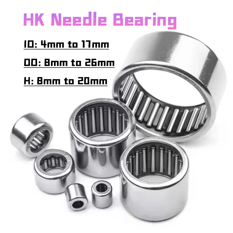 1~10pcs HK Needle Roller Bearings Needle Bearing Drawn Cup HK Series Small Needle Roller HK0408(4x8x8mm) to HK1825(18x25x25mm)