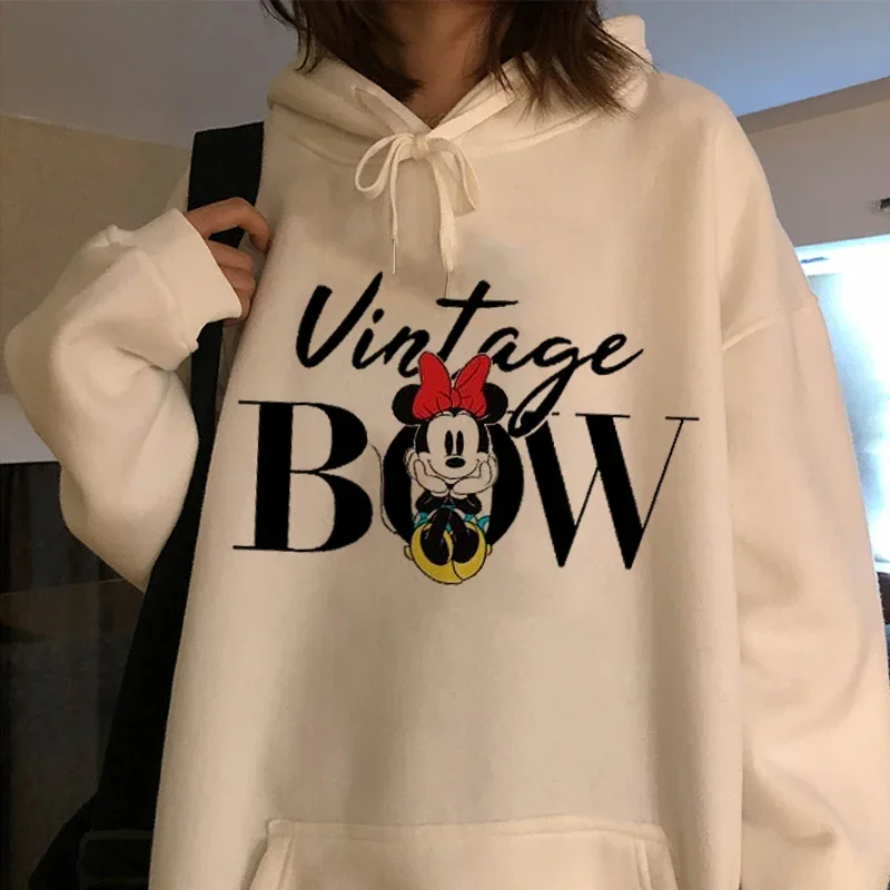 미키 마우스 후드티, 만화 상의, 긴팔 포켓 스웻셔츠, 패션 미니 후드, 여성 오버사이즈