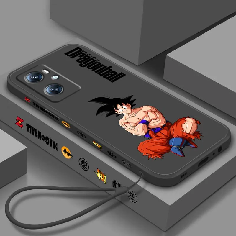 Funda de teléfono líquida con cuerda para OPPO Find X5 A5 A6 A80 A60 A40 A3 A98 A96 A94 A76 A54 A74 A73 A16 con diseño de figura de artes marciales de dibujos animados