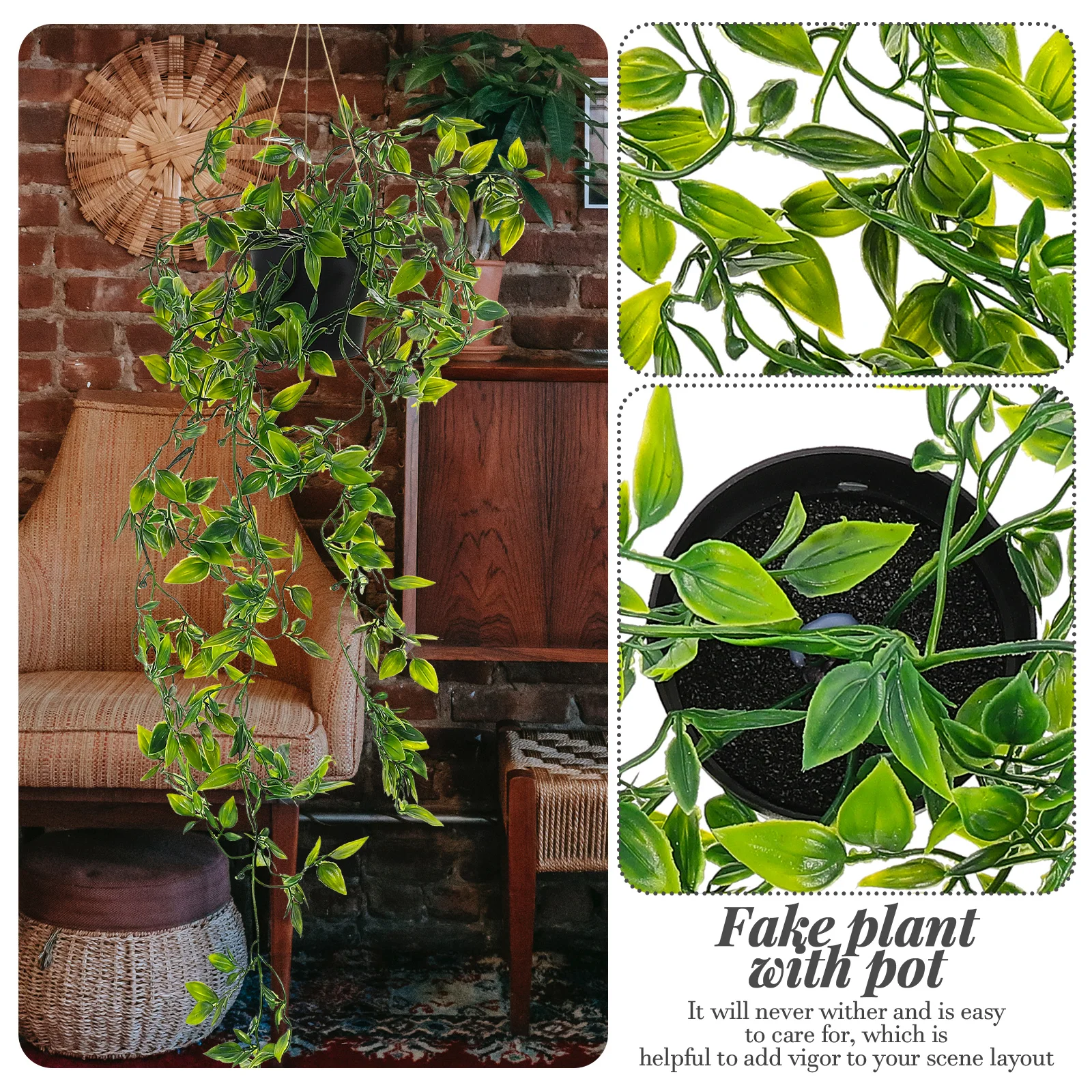 

3pcs Artificial Hanging Potted Plants Eucalyptus Greenery Indoor Decor Plants Reusable Outdoor Fake Plant Pot