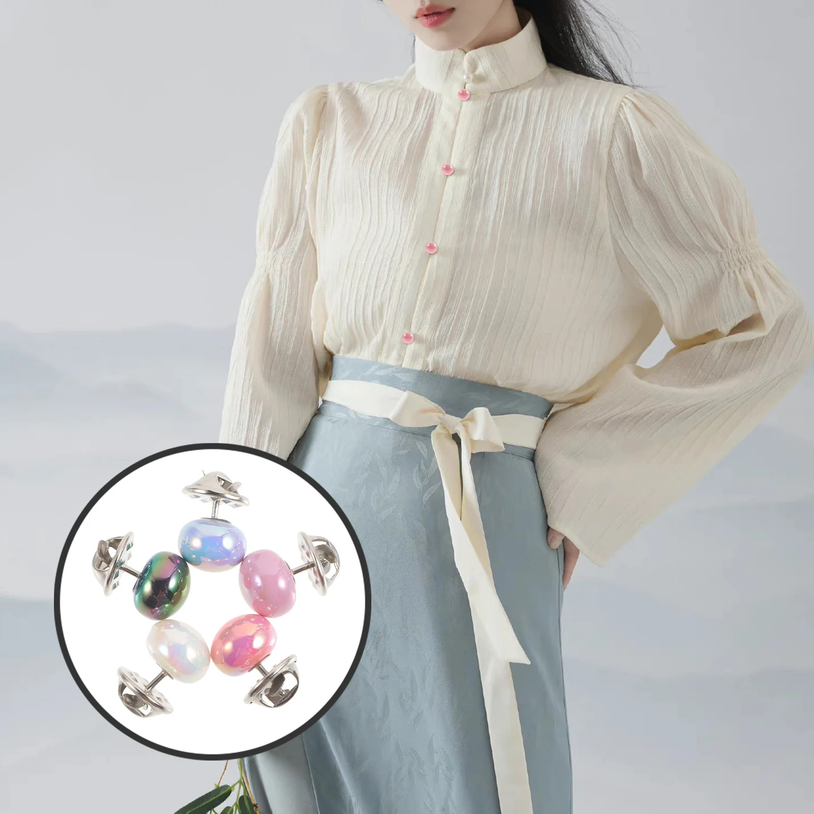 

10Pcs Pearl Brooch Pins No Sew Button for Clothes Shirt Elegant Fastening Clip Versatile Fashion Jewelry Statement Accents