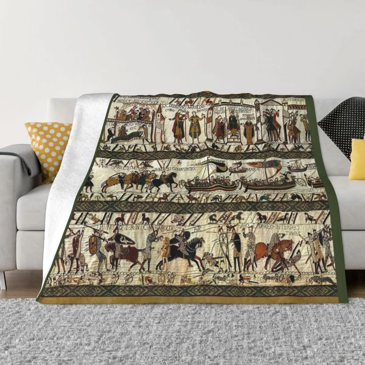 Bayeux lance cobertor lvpyqep1kzm cobertores batalha de hastings pelúcia impressionante quente lance cobertor para colcha primavera/outono