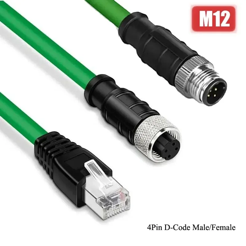 M12 D-Code 4Pin To RJ45 Industrial Ethernet Cable Flexible Drag Chain Wire for Camera Sensor Connection