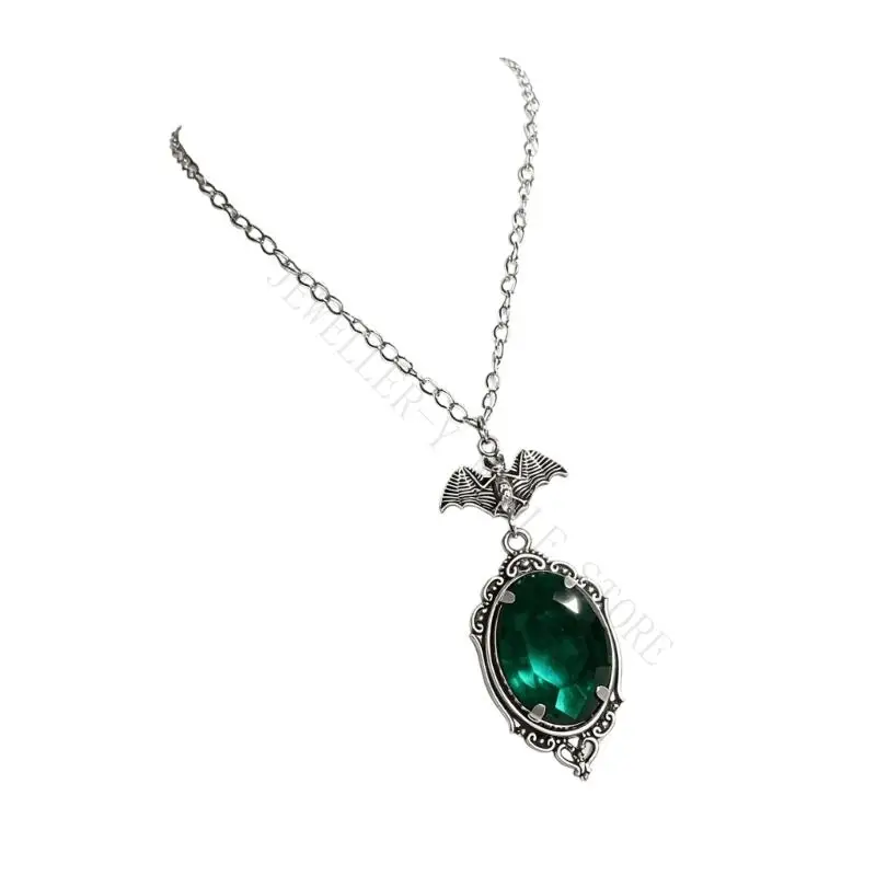 R7UF Ornate Bat Necklace for Gothic Styling, Parties, and Gift Ready Wear