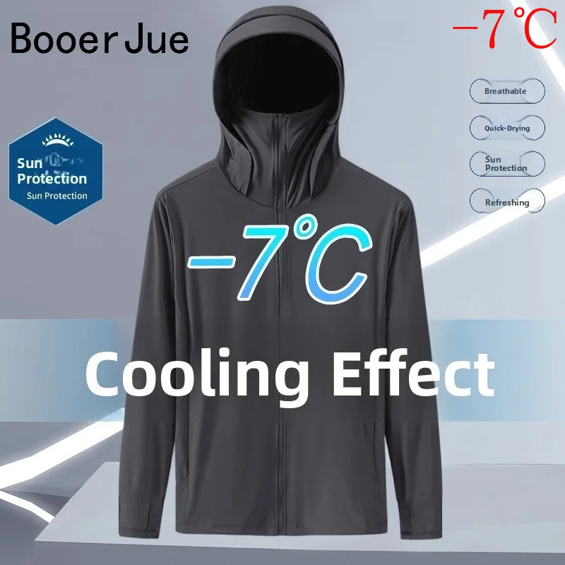 Outdoor Hiking Sport Summer Ice Silk Thin Hooded UV Protection Sunscreen Outerwear Men Fishing Sun Protection Brandless Fashion