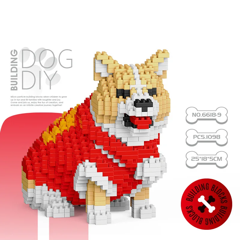 New Dog Model Mini Building Block Toys Set for Kid Boy Girls Adult Beginner Teddy Hughes Corgi Collie Pet Style Bricks