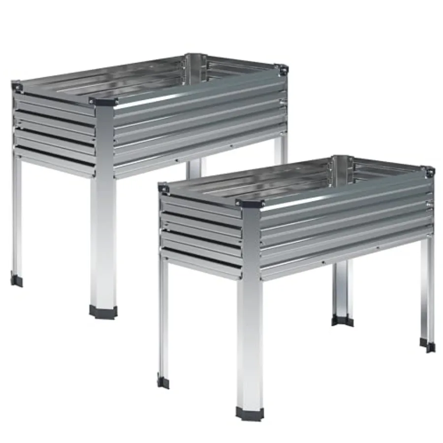 

Galvanized Raised Garden Bed with Legs2PCS 48×18×30in Elevated Planter Box for Backyard Outdoor Garden Patio Balcony 300lb Capa