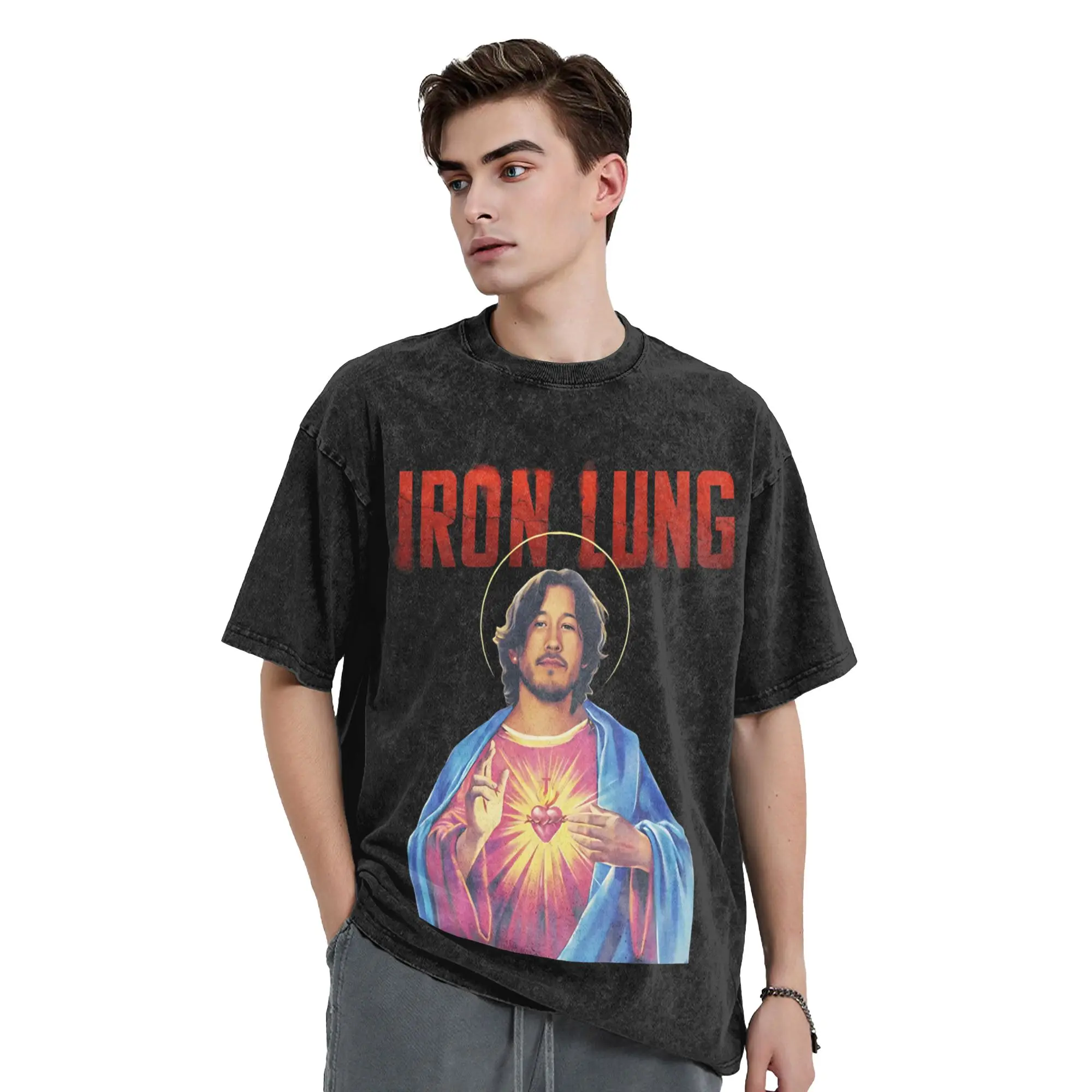 Iron Lung Markiplier Movie 2026  Outfit Washed T Shirt for Men Women Streetwear Hip Hop T-Shirts Printed  Tees Tops Cotton