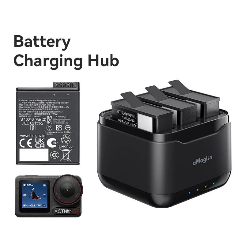 For DJI Osmo Action5 Pro battery fast charging box Action5 Pro charger accessories