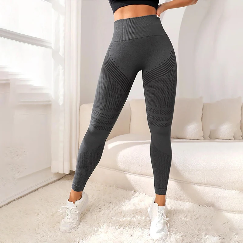 Damskie legginsy fitness Bezszwowe legginsy z wysokim stanem Odzież sportowa Oddychające kobiece legginsy treningowe