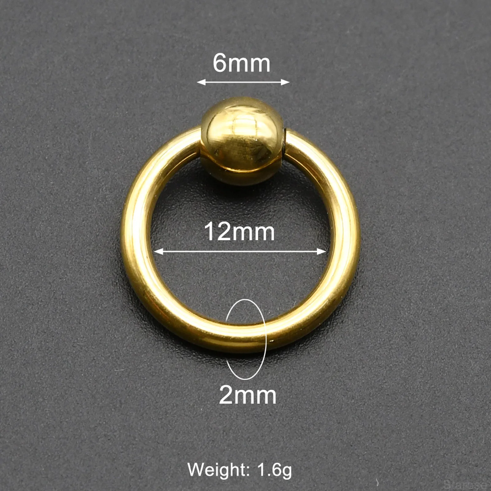 Large Gauge Surgical Steel Septum Piercing Nose Ring, Captive Bead