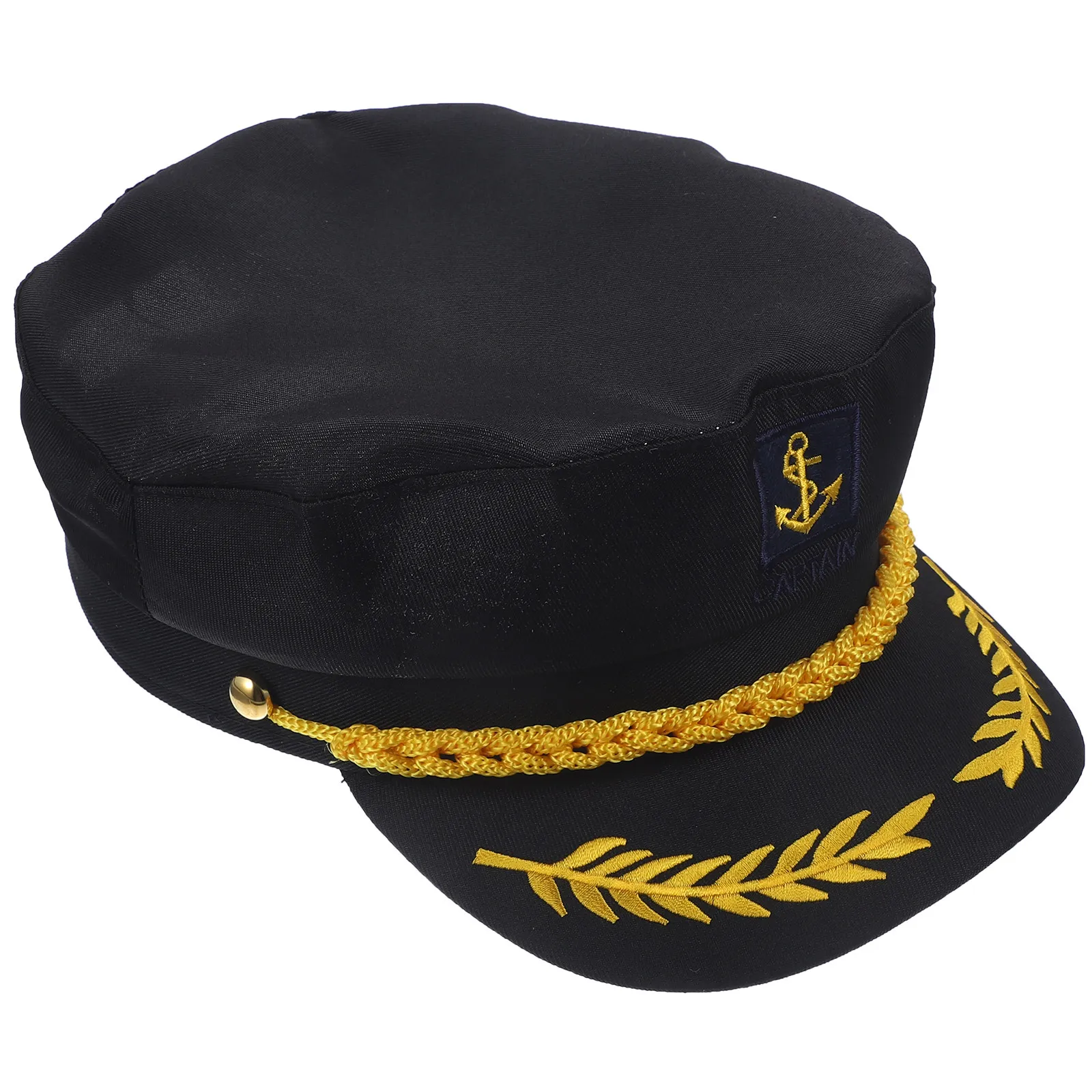 1Pcs Navy Captain Hat Black Embroidered Sea Captain Cosplay Sailor Costume Hat Popular Gift for Adults