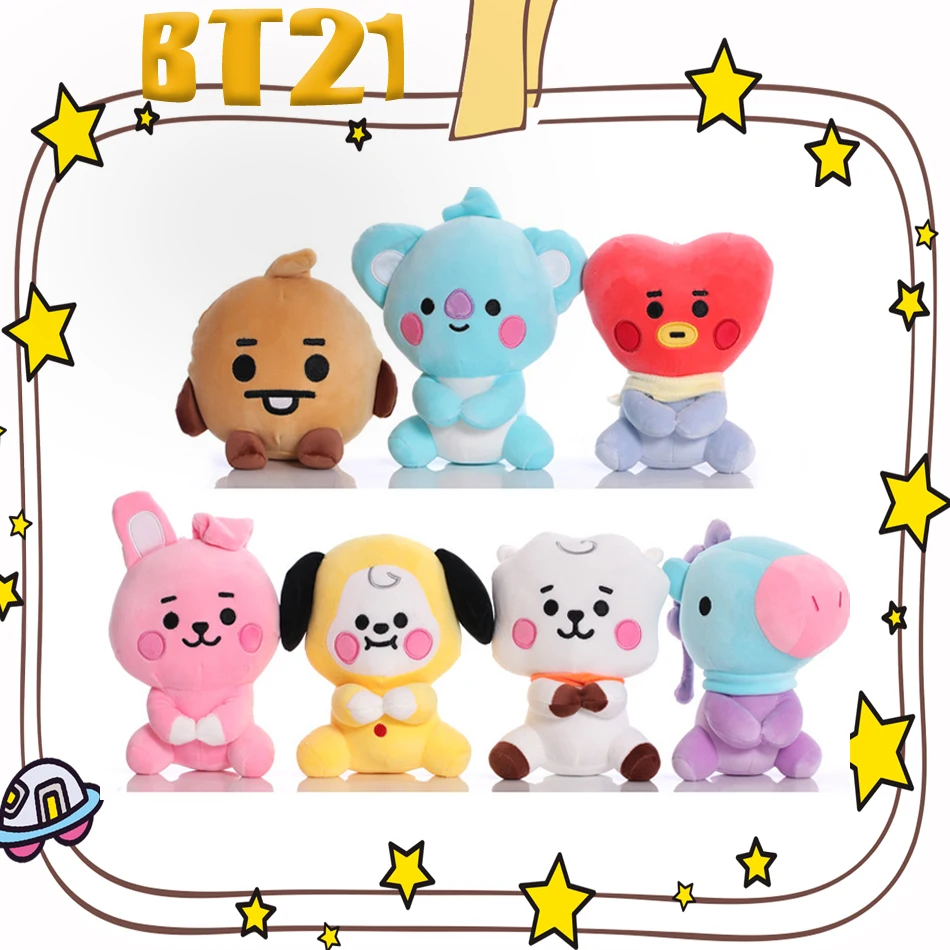 BT21 Plush Dolls Tata Koay Shooky Mang Cooky Plush Keychain Bag Pendant Ornament Bag Accessories Soft Stuffed Toys Gift for Kids