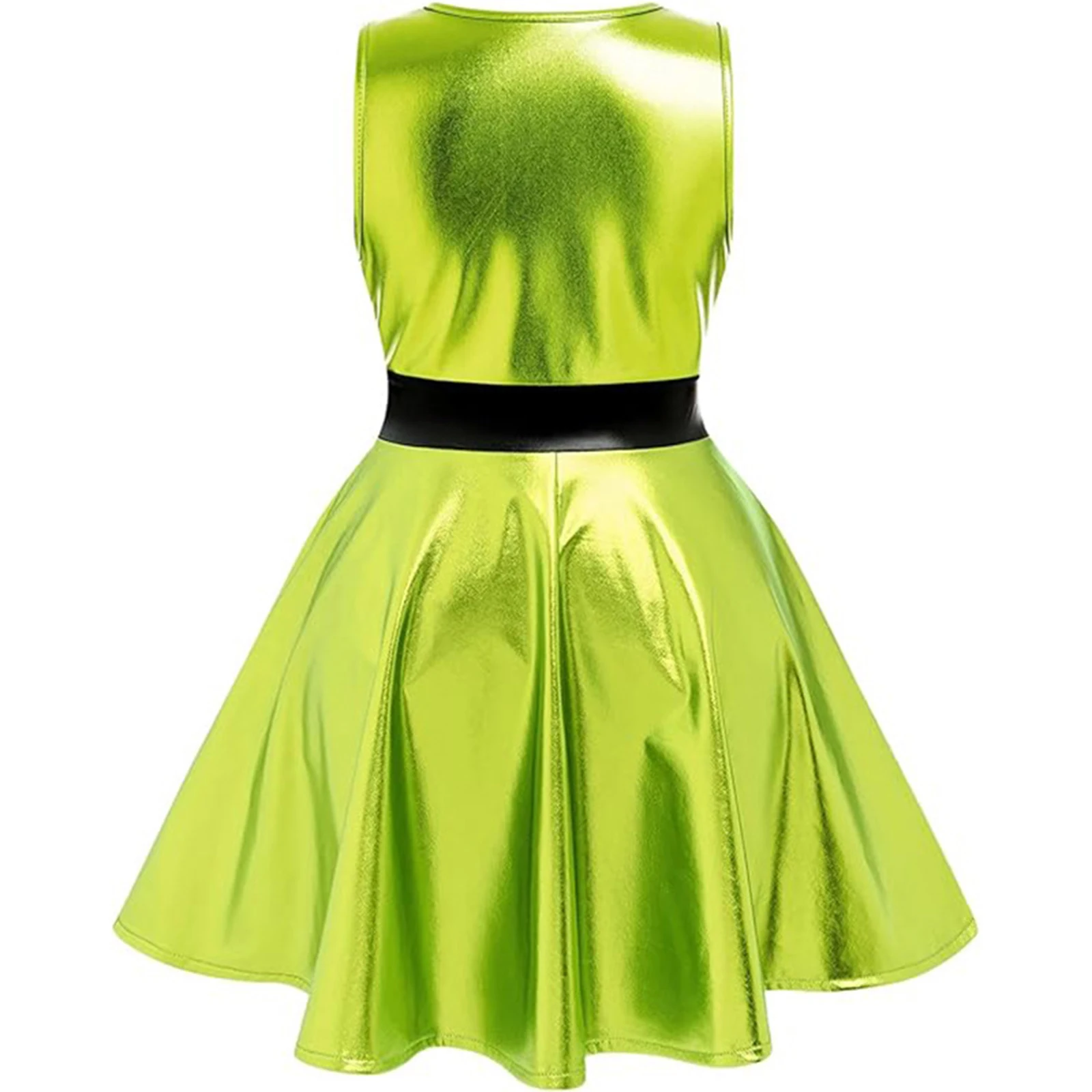 Vestito da ballo per balletto per bambina, costume cosplay per feste a tema Halloween, senza maniche, in vita laterale, a-line, per carnevale metallico