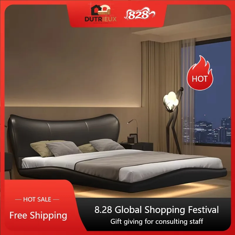 Aesthetic Elegant Waterproof Bed Frame Master Modern Bedding Queen Bed Frame Luxury Sleeping Leather Cama Matrimonial Furniture