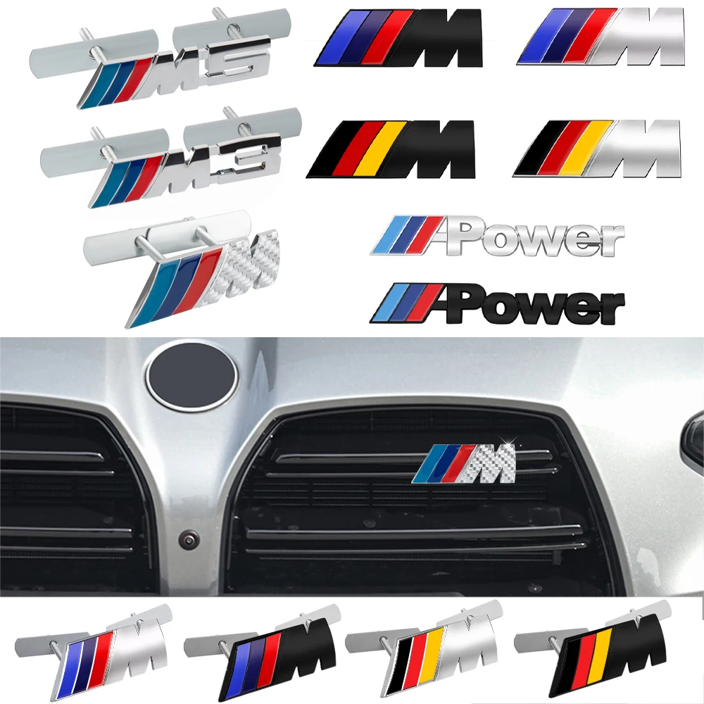 3d metal estilo do carro grade dianteira emblema corpo cauda tronco adesivos de metal para bmw m3 m5 power performance m6 f01 f20 f10 e91 e70
