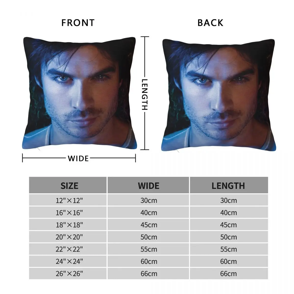 Ian Somerhalder Pillowcase Polyester Linen Velvet Creative Zip Decor Pillow Case Bed Cushion Case